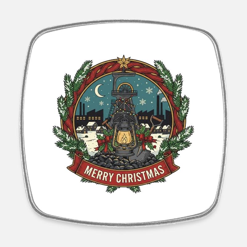 Lantern Shimmer Winter Wonderland - Square fridge magnet - white