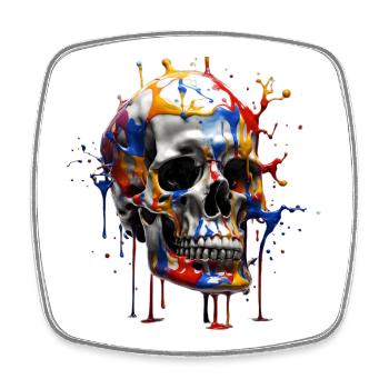 Skull painted with splashes - Square fridge magnet - white - Front