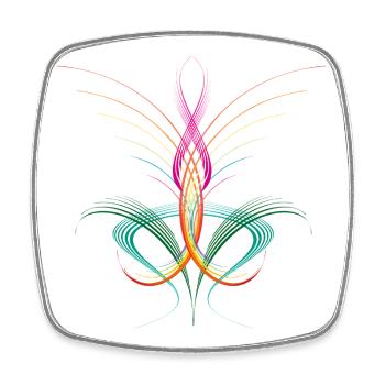 Flowing line ornament – abstract colour energy - Square fridge magnet - white - Front