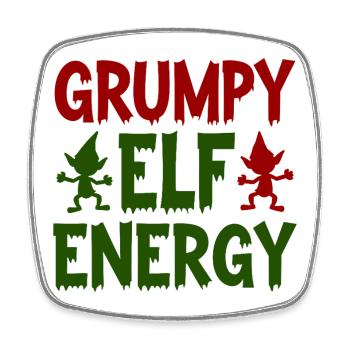 Grumpy Elf Energy Mürrischer Wichtel - Viereckiger Kühlschrankmagnet - Weiß - Vorne