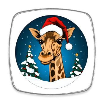 Santa Claus Giraffe - Square fridge magnet - white - Front
