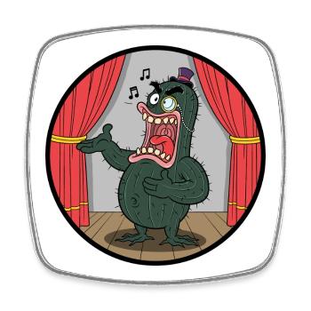 Cactus Showman on Stage - Square fridge magnet - white - Front