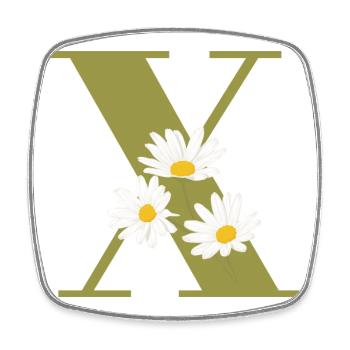 Letter x Green Daisies - Square fridge magnet - white - Front