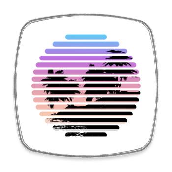 Tropical Sunset Striped Palm Silhouette - Square fridge magnet - white - Front