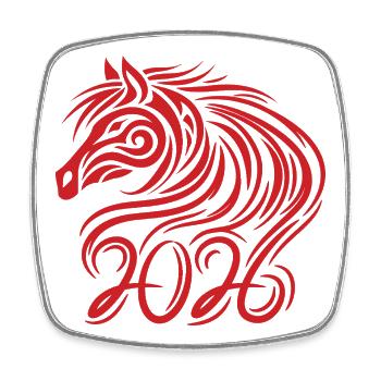 Chinese New year of the Horse 2026 - Square fridge magnet - white - Front