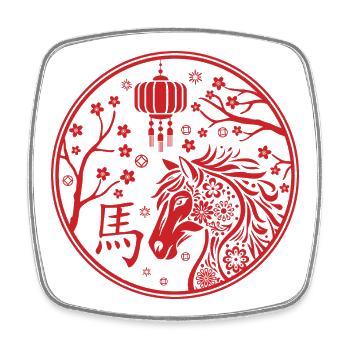 Chinese New year of the Horse 2026 - Square fridge magnet - white - Front