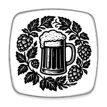 Bier kranz - Viereckiger Kühlschrankmagnet - Weiß - Vorne