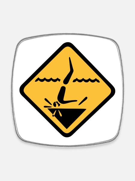 Diving Sign Graphic - Square fridge magnet - white