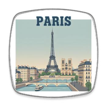 Paris Skyline Eiffel Print - Square fridge magnet - white - Front