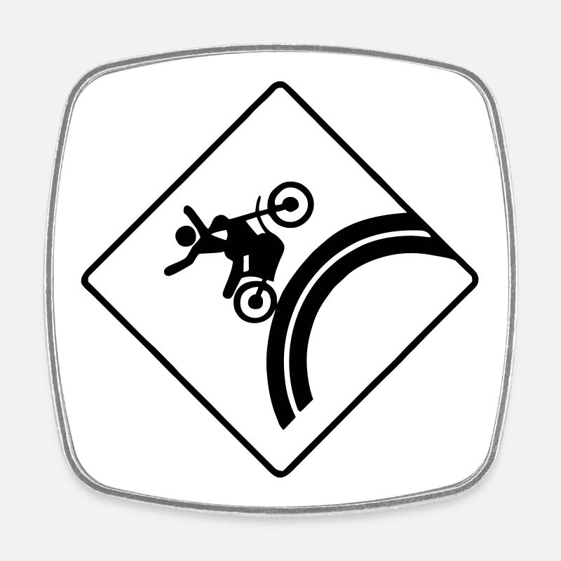 Airborne Rider Curve Ahead - Square fridge magnet - white