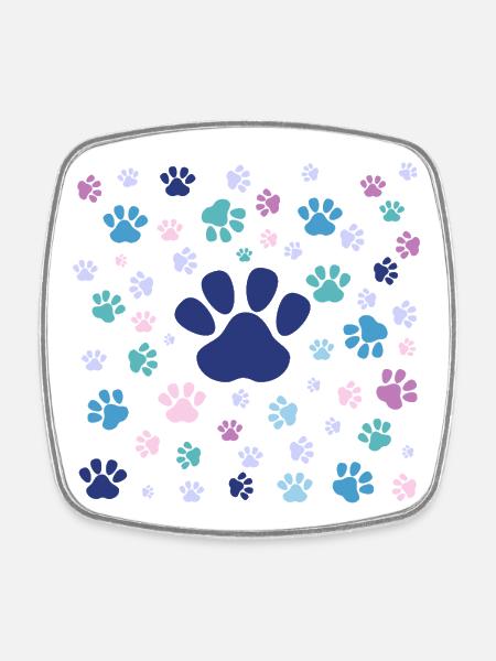 Colorful puppy paws - Square fridge magnet - white