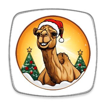 Camels Christmas / Santa Claus Camel - Square fridge magnet - white - Front
