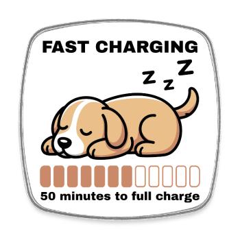 Powernap Dog – Fast Charging - Square fridge magnet - white - Front