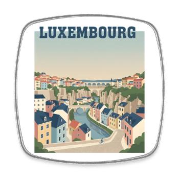 Luxemburger Stadtpastellfarben - Viereckiger Kühlschrankmagnet - Weiß - Vorne
