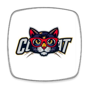 Chat avec des lunettes rouges Logo - Magnet carré - blanc - Devant