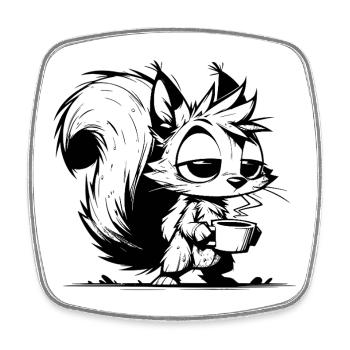 Ohne Kaffee kein Eichhörnchen bei der Arbeit - Viereckiger Kühlschrankmagnet - Weiß - Vorne
