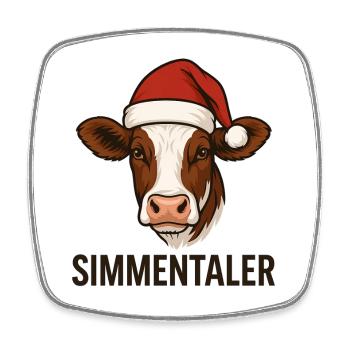 Simmentaler Kuh Weihnachten – Lustiges Kuh Design - Viereckiger Kühlschrankmagnet - Weiß - Vorne