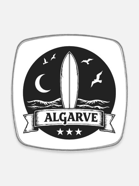 Algarve Surfers Surf Surfboards and Waves - Square fridge magnet - white