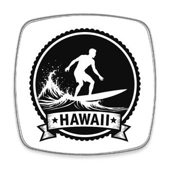 Hawaii Surf Wave Badge - Square fridge magnet - white - Front