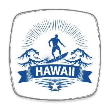 Hawaii Surfer Surfer on Pacific Wave - Square fridge magnet - white - Front