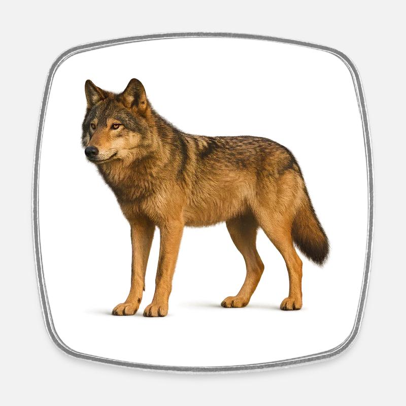 Wolf in der Wildnis - Viereckiger Kühlschrankmagnet - Weiß