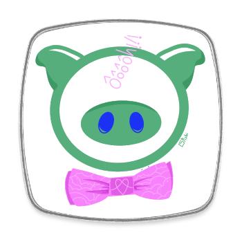 HoOoOh! Das schicke Schwein - Viereckiger Kühlschrankmagnet - Weiß - Vorne
