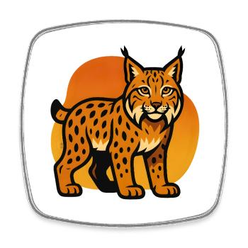 Lynx in sunset shade - Square fridge magnet - white - Front
