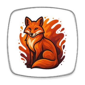 Flammender Fuchs im grafischen Stil - Viereckiger Kühlschrankmagnet - Weiß - Vorne