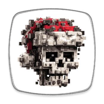 Pixel-Schädel mit Weihnachtsmütze - Viereckiger Kühlschrankmagnet - Weiß - Vorne
