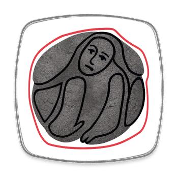 Melancholisches Wesen im Kreis - Viereckiger Kühlschrankmagnet - Weiß - Vorne