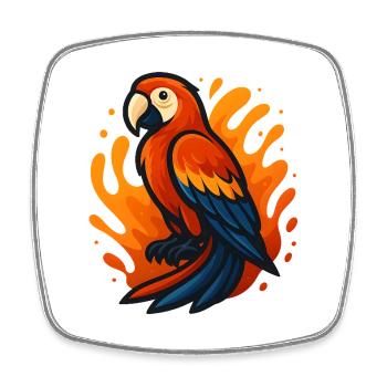 Fire Flaming Macaw Parrot Illustration - Square fridge magnet - white - Front