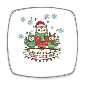 Winter Owls Trio Christmas - Square fridge magnet - white - Front