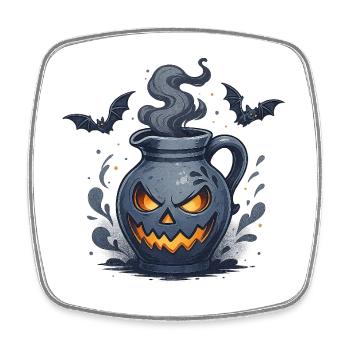 Halloween Bembel – Hessisches Gruseldesign - Viereckiger Kühlschrankmagnet - Weiß - Vorne