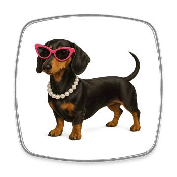 Dachshund Diva Pink Sunglasses - Square fridge magnet - white - Front
