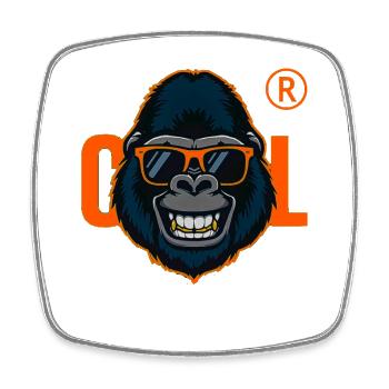 Gorilla mit orangefarbener Sonnenbrille - Viereckiger Kühlschrankmagnet - Weiß - Vorne