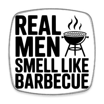 Les vrais hommes sentent le barbecue - Magnet carré - blanc - Devant