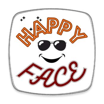 Happy face with glasses. - Square fridge magnet - white - Front
