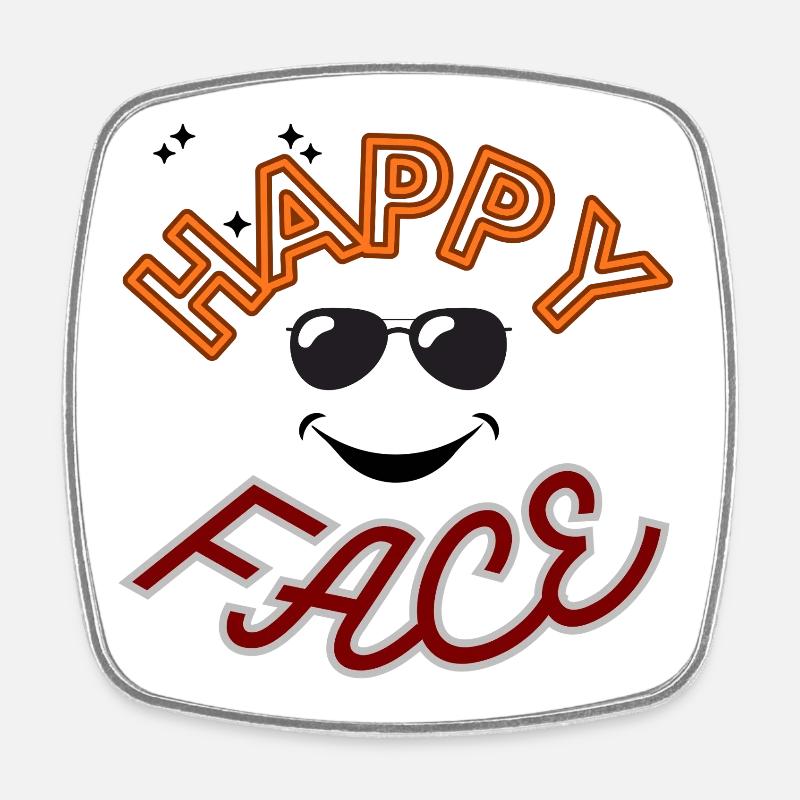 Happy face with glasses. - Square fridge magnet - white