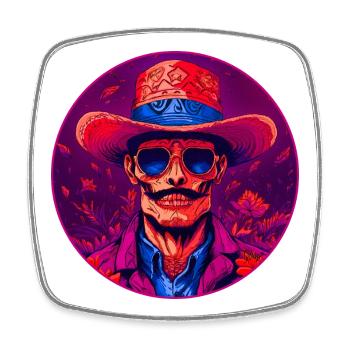 Bronko55 n°81 – Vieil homme au chapeau - Magnet carré - blanc - Devant