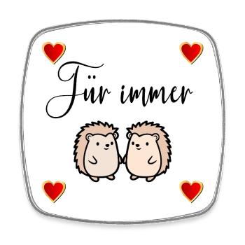 Verliebtes Paar Igel Herzen - Viereckiger Kühlschrankmagnet - Weiß - Vorne