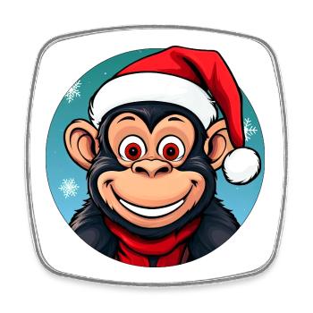 Affen Weihnachten - Viereckiger Kühlschrankmagnet - Weiß - Vorne