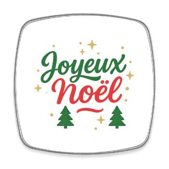 Merry Christmas design typo text Green Red - Square fridge magnet - white - Front