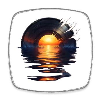 Vinyl Sunset - The Sound of Waves - Viereckiger Kühlschrankmagnet - Weiß - Vorne