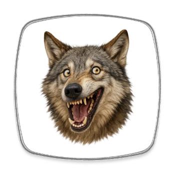 Wolfskopf Wildes Maul - Viereckiger Kühlschrankmagnet - Weiß - Vorne