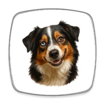 Portrait de chien look bicolore - Magnet carré - blanc - Devant