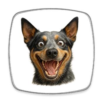Laughing Dog Head - Square fridge magnet - white - Front