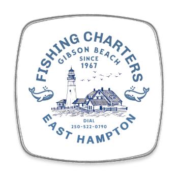 Fishing Charter East Hampton - Magnet carré - blanc - Devant