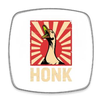 Honk - Funny Goose Propaganda Poster - Square fridge magnet - white - Front