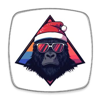 Gorilla Santa Neon Triangle - Viereckiger Kühlschrankmagnet - Weiß - Vorne