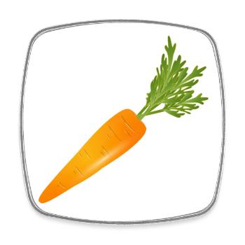 Bright orange carrot with green - Square fridge magnet - white - Front